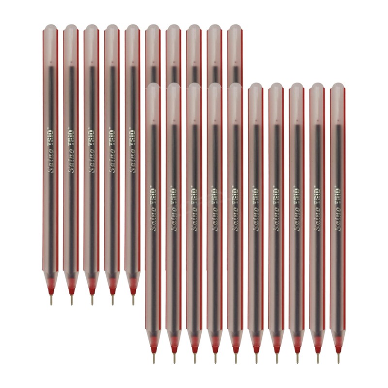 SAINO Trio+ Ballpoint Pens, RED, Fine Point (0.7mm), Pack of