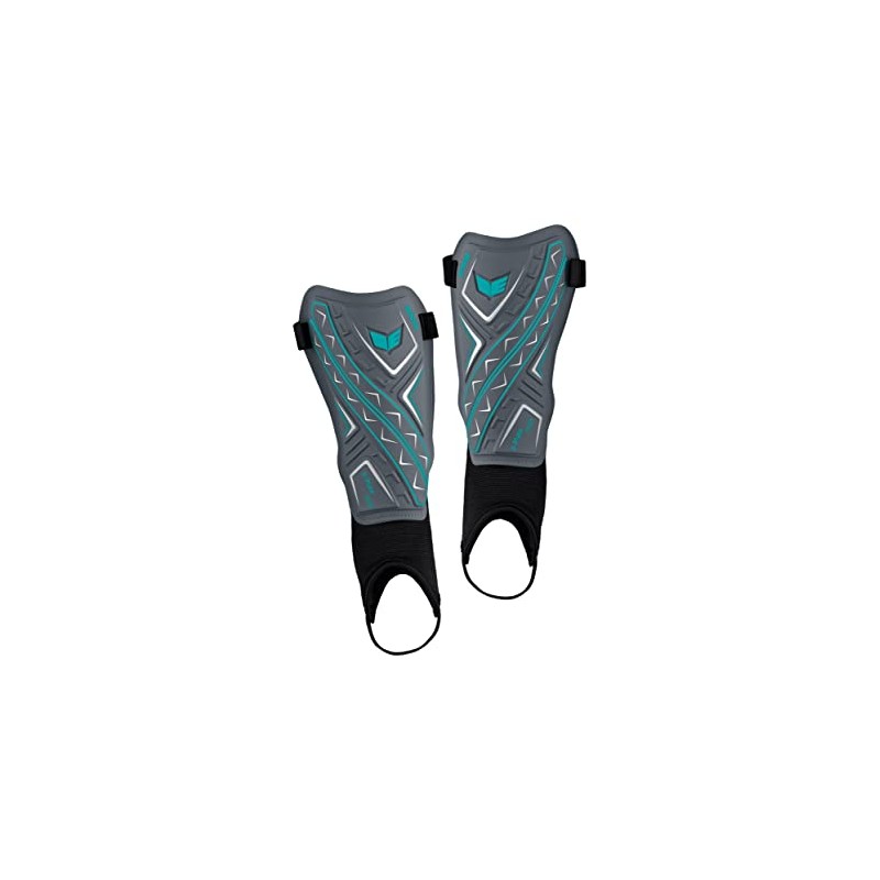Erima Unisex Adult X-Plate Duo Shin Pads, Cool Grey/Curacao, M