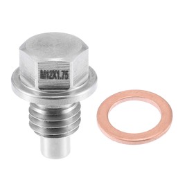 A ABSOPRO Magnetic Oil Drain Plug M12x1.75 for Vehicle Engines Stainless Steel with Copper Disc