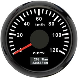 ELING 52mm GPS Speedometer 0-120km/h Speed Display with 7 Colors Backlight 12V 24V for Truck Yachts (Black+Black, 0-120KM/H)