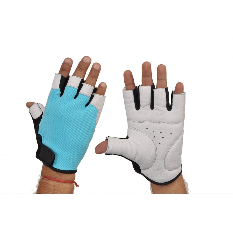 Gel Padded Ventilated Gym Leather Gloves Training Fitness Sports Cycling