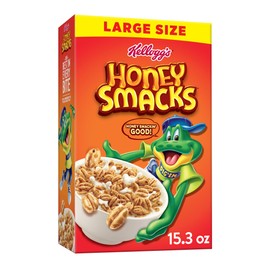 Honey Smacks Breakfast Cereal, Made with Whole Grain, Kids Snacks, Large Size, Original, 15.3oz Box (1 Box)