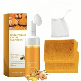 BISUTANG Turmeric Wash and Care two PieceSetTurmericCleansing Mousse, Turmeric SoapFacialCleansing Skincare FacialCleansing CleanserFacial Wash Comfort - Specification: 2*soap+cleansing mousse