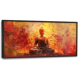 Flintis Large Buddha Wall Art Zen Buddha Statue Pictures Wall Decor Abstract Religion Canvas Painting Print Artwork Decoration Framed for Living Room Bathroom Master Bedroom Office 60L x 30W