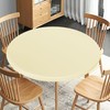 Obstal Fitted Round Table Cloth, Reversible Waterproof Stain Resistant Elastic