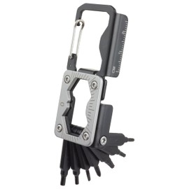 prendre PR-BT206 Multi-functional Tool, Carabiner, Phillips Screwdriver, Torx Wrench, Smartphone Stand, Ruler, Bottle Opener, Hex, Stainless Steel, Foldable, Camping, Outdoors, Leisure, Small