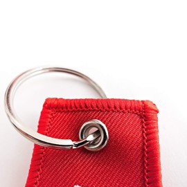 RENEGADE Motorcycle Fabric Keyring with Key Ring Embroidered & Scratch Resistant (130 x 30 mm, Red, White) Ideal for Your Motorcycle (Heartbeat Red), red