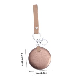 PACKOVE Portable Mini Folding Cosmetic Mirror Keychain Pendant Double Sided Metal Compact Vanity for Women Travel Makeup Coffee Gold