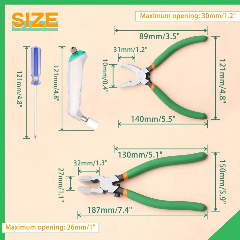 SPEEDWOX 10PCS Heavy Duty Glass Running Pliers Breaker Grozer Pliers