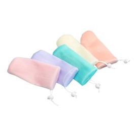 Bolsa De Jabón De Malla Exfoliante, 5 Unidades, Con Espuma De Burbujas Para Ducha, Con Cordón Ajustable, Ideal Para Limpieza Facial Y Corporal, 5 Colo