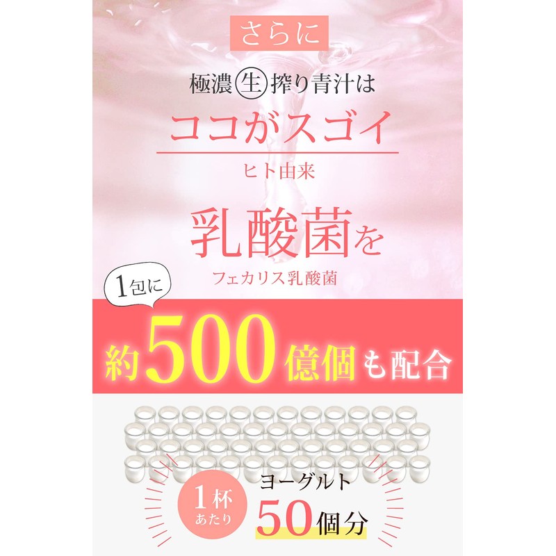 極濃 青汁 乳酸菌500億個 生きた酵素 (製薬会社と共同開発) 大麦若葉 無添加 国産 (1個 (x
