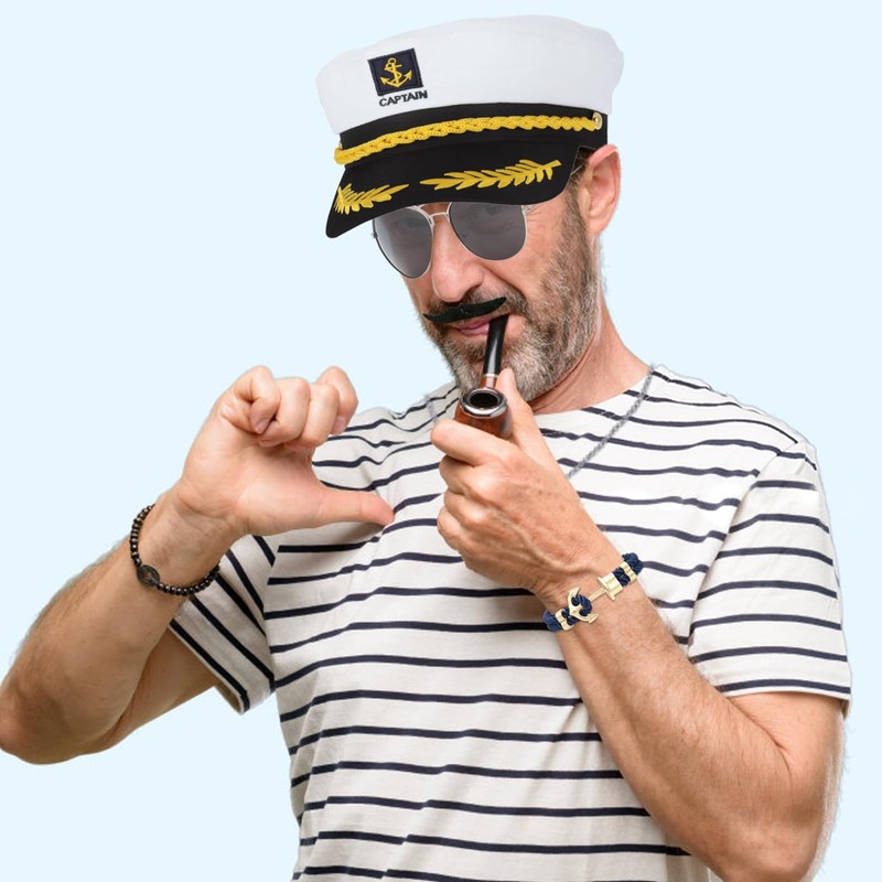 SOETDERT Yacht Captain Hat Captain Hat Costume Set, Adjustable Captain's