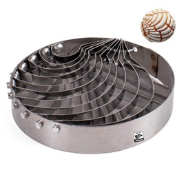 FESTMEX Concha Cutter Marcador de Conchas de Pan, 4-Inch Stainless Steel Mold Cortador, Double-Sided Concha Stamp Baking Tool for Pan Dulce