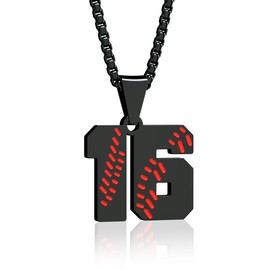 Aiyo Fashion Inspiration Baseball Jersey Number 0-99 Necklace - Stainless Steel Baseball Chain Pendant Necklace - Team Jewelry Gift for Boys & Girls