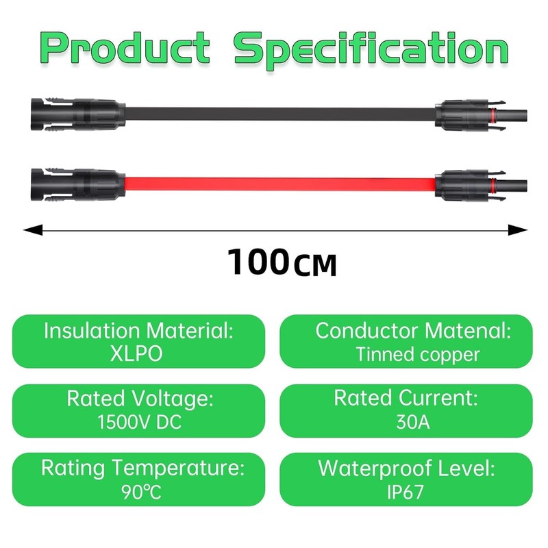 MXRPV Pack of 2 Solar Panel Flat Cable 4 mm²,