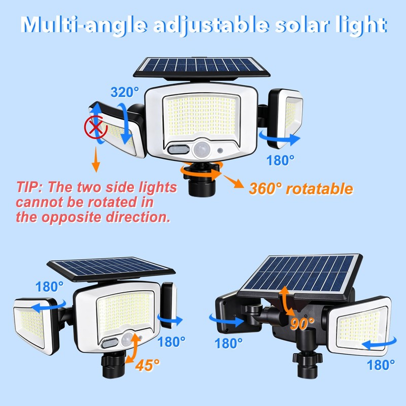 Tryme Clip On Solar Lights Outdoor, Motion Sensor, 231 LEDs