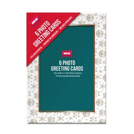 Shot2go Pack of 6 Christmas Photo Cards Gold Snowflake - Each Holds One 4x6" Photo