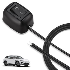Car Switch, On-Off Switch, 23.6 inches (60 cm) Wiring Included, 12 V 10 A, Large Current, Double Pole Switching, Splashproof and Dustproof, Heat Resistant Double-Sided Tape Mounted, Headlight