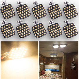 GRB Super Bright T10 921 912 168 194 LED Bulbs 12V RV Interior Lights for Trailer, Trunk, Camper, Boat, Motorhome Ceiling Dome Light (Pack of 10, Soft White(2700K Color Temperature))