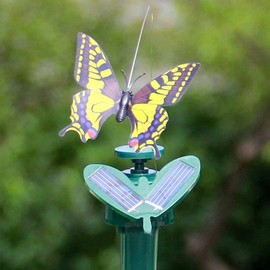 LWINGFLYER 2pcs Solar/Battery Powered Flying Wobble Fluttering Butterfly for Garden Yard Plants Flowers Patio Landscape Outside Ornament Decor Color Random