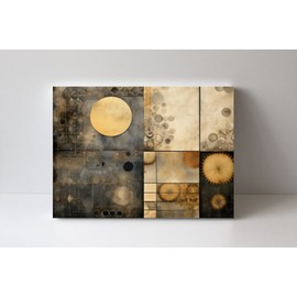 Twisted R Design 20x16 Gold Squared Abstract Canvas Print Wall Art