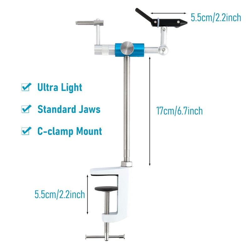 Dr.Fish Rotary Fly Tying Vise Aluminum Alloy Fly Vise with