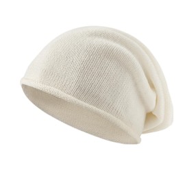 Tinncana Cashmere Wool Slouchy Beanie, Soft Warm Winter Beanie Hat for Women and Men (US, Alpha, One Size, White)