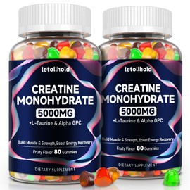 Gomitas de monohidrato de creatina de 5 g para mujeres y hombres - Gomitas de creatina masticables pre-entrenamiento para mujeres con L-taurina y...  