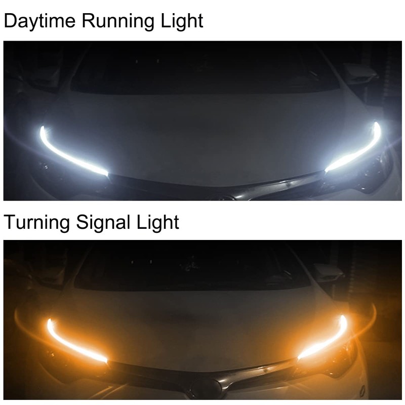 TEKSHINNY Car LED Strip Lights, 2Pcs 24 Inch Flexible LED