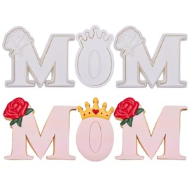 Mothers Day Cookie Cutters 3.5" Mom Set of 3 with Plunger Stamps Handle Detailed PLA Cutters for Baking with Grandma, Easy Press Tool for Picture Cookies