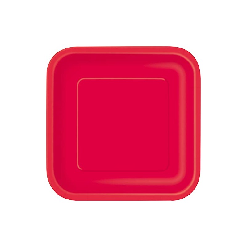 Unique Square Eco Friendly Paper Plates - 23cm - Red