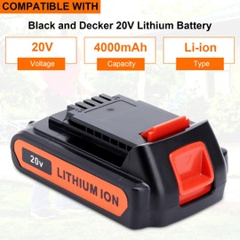 2Pack LBXR20 20V Battery 4.0 ah Compatible with Black and Decker 20V Lithium Battery LBXR2020 LBX20 LBXR2520 LBXR20-OPE2, Compatible with Black & Decker 20 Volt Max Cordless Drill Power Tools