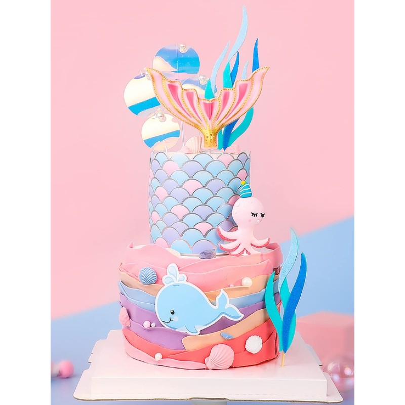 GallaRato 8 piezas de decoración de pastel de sirena con