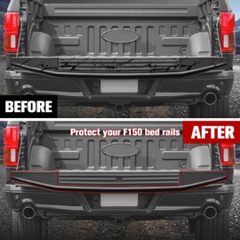 XUTVOTOR Tailgate Top Trim Cap Cover Molding with Flex Step for Ford F150 2015-2020, Combined Flex Step Tailgate Protector Cap Top Trim Protector, Replace #FL3Z9941018AB