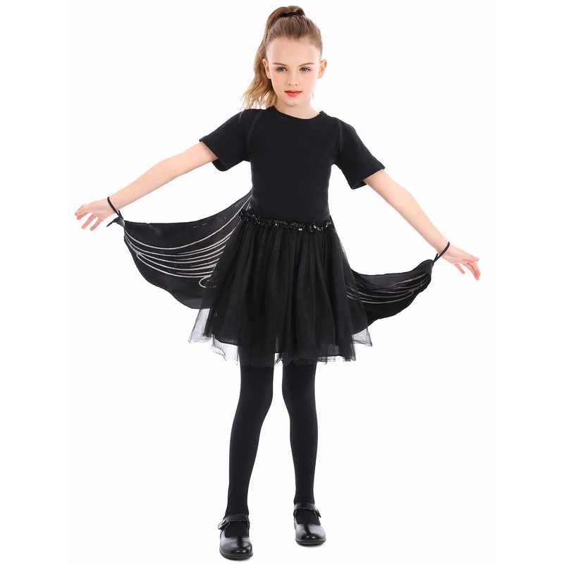 Seasons Angel Cape Wings for Girls, One Size (Black)