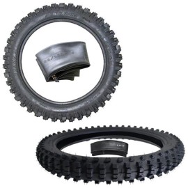 Unbranded Pair Knobby 70/100 - 17" + 90/100 - 14" Tyre Tires Tubes PIT PRO Trail Dirt Bike