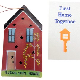 Adorno para árbol de Navidad con tarjeta de bendición de la casa