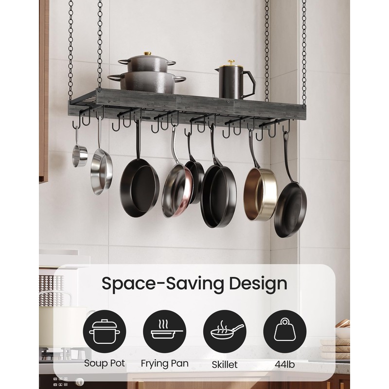CHOEZON Hanging Pot Rack, 35.4" L x 13" W Ceiling