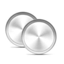 TeamFar 9 Inch Pizza Pan Set of 2, Stainless Steel Small Crispy Pizza Tray, R...