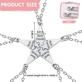 Best Friends Necklaces for 5 Sister Matching Star Pendant Necklace for Women Bestie Friendship Necklaces Gifts for Best Friends Birthday Christmas Gifts for Sisters Puzzle Piece Necklace for Woman