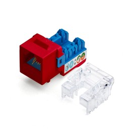 trueCABLE Cat6A Keystone Jack, Unshielded (UTP), 90 Degree Punch-Down, PoE++ (4PPoE), UL Listed, ETL Verified, ANSI/TIA Certified, Modular RJ45 Female, Red, 12 Pack