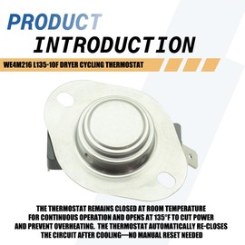 WE4M216 Dryer Cycling Thermostat L135-10F Compatible with GE Hotpoint Replacements 276485 AP2042618 WE04M0056 WE04M0216 WE04M216 WE4M317 WE4M56