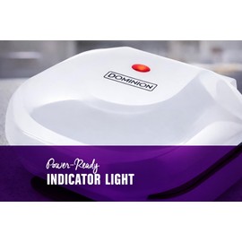 Dominion 2-Serving Classic Plate Electric Indoor Grill and Panini Press, Easy Storage & Clean, Perfect for Breakfast Grilled Cheese Egg & Steak, White