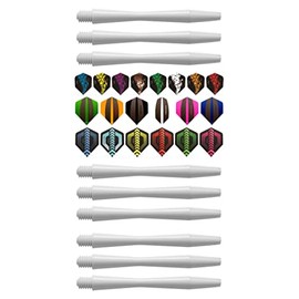Harrows Speedline Shafts Black White Short Medium 1 Set or 3 Sets + Thor Flights (3 Sets (9 Shafts) + 3 Flights, White Medium)