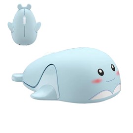 LIKE SHOW Wireless Mouse 2.4GHz Cute Dolphin Shaped Computer Mouse 1600DPI Less Noise USB Mouse Portable Cordless Mouse for Laptop Computer Notebook MacBook Kids Gift(Blue)