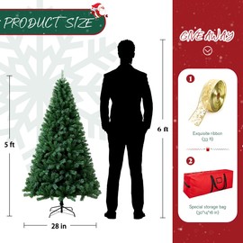 ZGCYSMHT 5FT Artificial Christmas Tree with 600 Branch Tips, Easy to Assemble, Collapsible Base, Suitable for Home, Office, Holiday Party Decorations