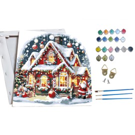 ossomo Christmas Paint by Numbers Kit for Adults Beginners with Wooden Frame,Paint by Number on Canvas,DIY Painting Kits Art Crafts Suitable for Home Wall Decoration 8x8inch