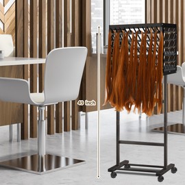 GENMOUS Black Braiding Hair Rack - 150 Pegs, Tri-Sided Braid Rack with 4 Wheels and Large Storage Shelf, for Braiders Standing Home,Hair Separator Stand for Hairstylists