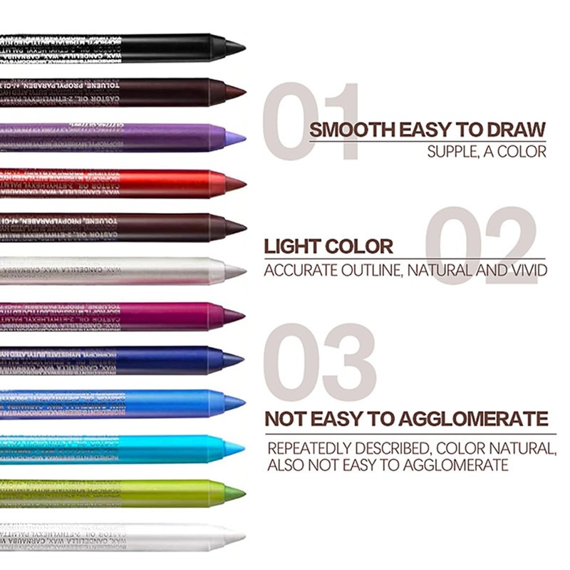 Professional Eye Makeup Set - 12 Color Eyeliner Pencil, Eyeshadow,