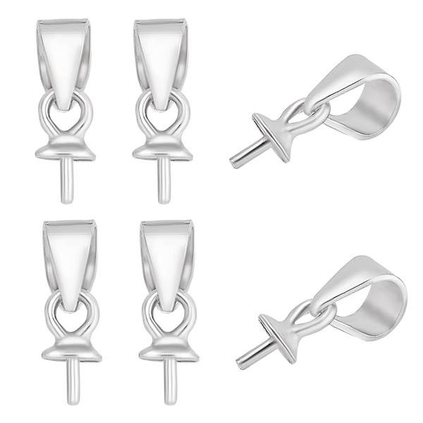 HOBBIESAY 6Pcs 925 Sterling Silver Screw Eye Peg Bails with